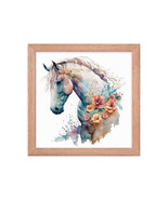 Floral Horse Watercolor Wall Art Framed poster - $30.20+