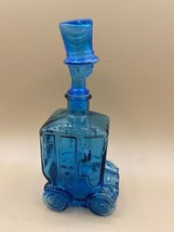 Vintage Fred Roberts Blue Glass Car Decanter Man in Top Hat 9.5” Tall - £28.81 GBP