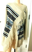 St Johns Bay Sweater Wrap Womens Small Open Front Shawl Aztec Fringe Southwest - £6.38 GBP