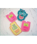 Handmade &quot;CAT CACTUS&quot; Set of 4 - Fabric Refrigerator Magnets - Teal/Pink... - £6.70 GBP