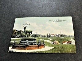 Elk Fountain, Juneau Park- Milwaukee, Wisconsin -Unposted 1900s Postcard. - £8.54 GBP
