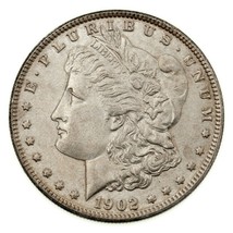 1902 $1 Silver Morgan Dollar in AU+ Condition, Touch of Toning, Luster - £94.66 GBP