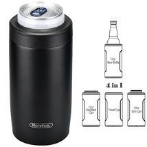 4-In-1 Skinny Can Cooler Double Wall Stainless Steel Insulated Can Holder, Works - £25.30 GBP