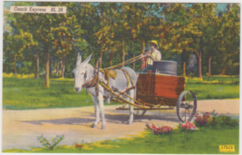 Ozark Express Postcard Donkey Cart Barrel Unused - £2.38 GBP
