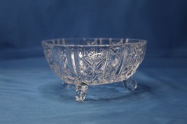 Cut Glass Nut Trinket Candy Sugar Dish on 3 feet - £6.53 GBP