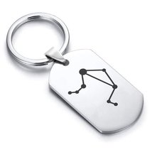 Stainless Steel Libra (Scales) Astrology Constellations Dog Tag Keychain - £7.97 GBP