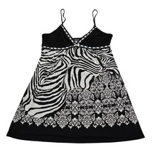 Studio Donnatella Dress Womens L Black Sleeveless Zebra Print Sleepwear - $18.69