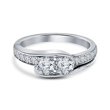 2 Ct Round Simulated Diamond Bypass Engagement Ring 14k White Gold Plated Silver - £94.95 GBP
