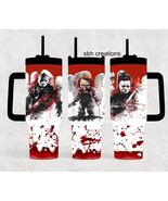 40oz  Horror Movie  Stanley style Tumbler with sliding lid and straw - $39.60
