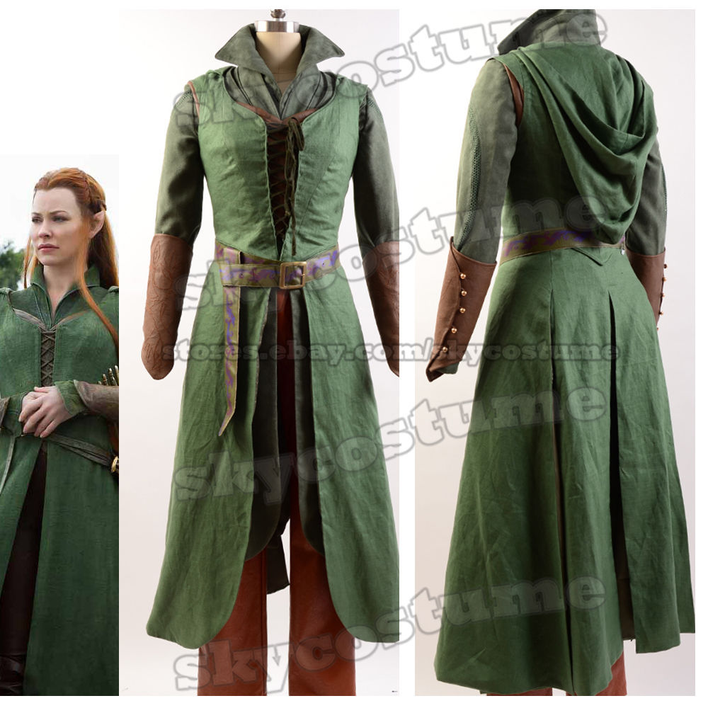 The Hobbit Desolation of Smaug Tauriel Dress Cosplay Attire Uniform Suit Cloak - £136.19 GBP