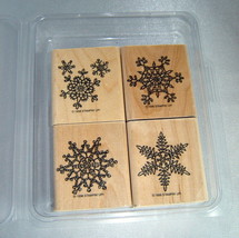Lot (4) Stampin&#39; Up! Wood Block Snowflake Stamps (1998) Scrapbooking Supplies - £7.63 GBP