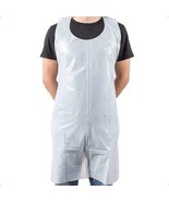 100 Pack Box Large White Plastic Disposable Aprons Throw Away Waterproof... - $23.60 CAD