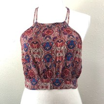 L.A. Hearts double strapped Halter Crop Top Blue, Tan and red with 4 But... - $16.83