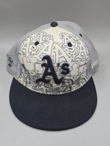 NEW ERA - OAKLAND A&#39;S - Genuine Merchandise-Fitted Black Gray-7 1/2 Baseball Hat - $13.68