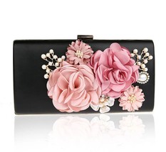 2019  9 Colors Handmade Fabric Flowers Evening Bag  Wedding Bride Clutch Bag  Pa - £143.88 GBP