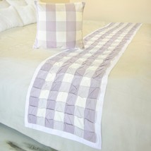 Lavender Plaid Knots - Cotton Lavender Decorative Bed Runner and Pillow Cover - £55.52 GBP+