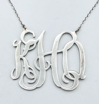 Vintage Solid 925 Sterling Silver Monogram Initial Necklace KHO - £30.03 GBP