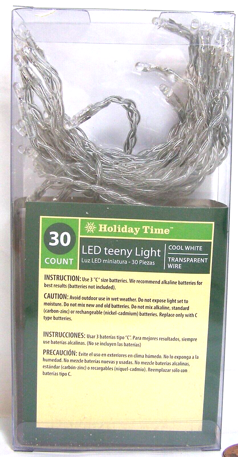 Holiday Time LED Teeny Light Cool White 10' 30ct. 62-840B Batt not included RXA Item image 2