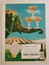 1947 Print Ad Three Feathers Whiskey Elephant at Circus Balances Glasses - £7.62 GBP