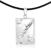 Beautiful “Grandma” Sterling Silver Locket Pendant on a Rubber Cord Necklace - £29.97 GBP