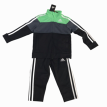 Adidas Toddler Kids 2-piece Active Set Tracksuit Jacket Pants Black Green 2T - £22.32 GBP