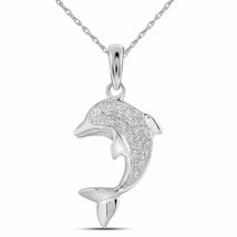 10k White Gold Womens Round Diamond Dolphin Fish Animal Pendant 1/10 Cttw - £192.64 GBP