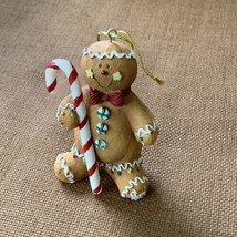 Gingerbread Man Christmas Tree Ornament Candy Cane Holiday Decoration Figurine - £6.65 GBP