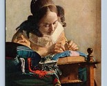Il Lacemaker Pittura Johannes Vermeer Muse Du Louvre Unp DB Cartolina L12 - £12.12 GBP