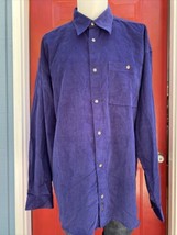 Matinique Purplish-Blue Corduroy Long Sleeve Button Down Shirt, Men&#39;s Si... - $18.99