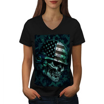 War Skull Biker Death USA Shirt USA Troop Women V-Neck T-shirt - $12.99