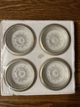 (4) Leonard Crystal Starburst Silver plate Glass Coaster Ashtray Set Vintage - £13.18 GBP