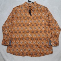 Cremieux Mens Dress Shirt Sz 3XB Premium Denim Orange Long Sleeve Flip Cuff - £34.94 GBP