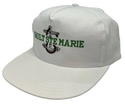 Vintage Sault Ste Marie Hat Cap Snap Back White Cotton Anchor Embroidered Logo - £15.50 GBP