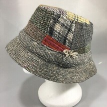 Hanna Hats Mens M Patchwork Donegal Tweed Bucket Pure New Wool Made in I... - $73.01