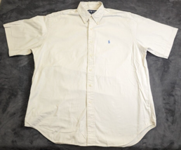 Ralph Lauren Blaire Men&#39;s Button Shirt Short Sleeve Tan Beige Size L Blu... - £12.36 GBP