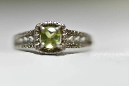 green ring cocktail vintage stacker band sterling silver women Size  8.75 - £29.48 GBP