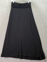 Max Studio A Line Skirt Women Small Black Viscose Dark Wash Ruched Elast... - $24.91