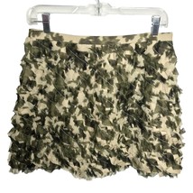 J Crew Mini Skirt Womens 4 Green Camo Crinkled Silk Chiffon Tan  - £13.44 GBP