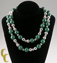 Tiffany &amp; Co. Sterling Silver Malachite Beaded Necklace Gorgeous - £1,441.60 GBP
