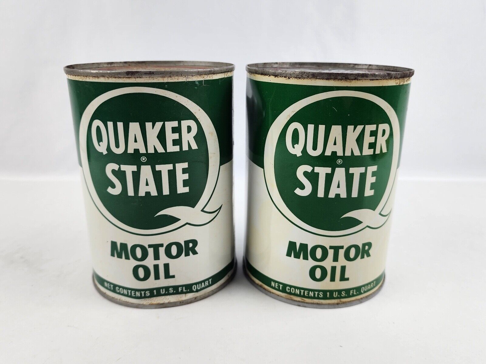 Pair (2)  Quaker State 1 Quart Empty metal oil cans -small dent - $26.72
