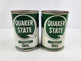 Pair (2)  Quaker State 1 Quart Empty metal oil cans -small dent - £20.89 GBP