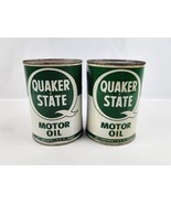 Pair (2)  Quaker State 1 Quart Empty metal oil cans -small dent - £21.29 GBP