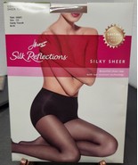 Hanes Silk Reflections Black Pantyhose, Stockings Silky Sheer Control Top - £7.85 GBP