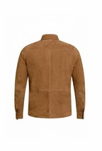 Handmade Brown Button Motorcycle Jacket Designer Lambskin Suede 100% Leather Men - £100.90 GBP+