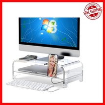 Sturdy Grade A Acrylic Laptop Stand - Removable Partition &amp; Phone Chargi... - $844.17 MXN