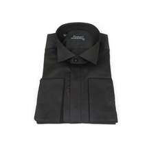 Men's Tux Shirt FAMOZO Turkey 100% Cotton French Cuffs Wing Tip FA3 Black image 4