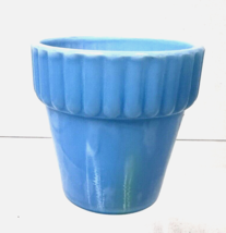 Vintage Acro Agate Light Robins Egg Blue Glass Windowsill Flowerpot 2 1/... - $14.85