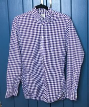 Mens J Crew Purple White Checkered Gingham Button Down Shirt Size XS Preppy - $13.86