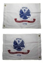 12x18 Embroidered U.S. Army White Double Sided 2ply 220D Nylon 12&quot;x18&quot; w/ Clips  - $19.88