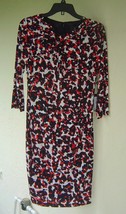 Nwt Adrianna Papell Black Red Printed Career Jersey Dress Size 6 $120 - £62.73 GBP